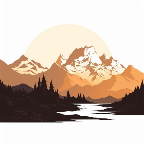 Premium Vector Free Vector Mountain Silhouettes Painting Isolated