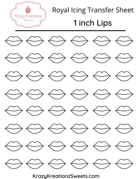 Inch Lips Royal Icing Transfer Sheet Royal Icing Transfers Royal