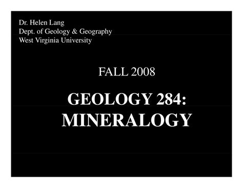 Lecture Slides on Mineral Classification - Mineralogy | GEOL 284 | Lab ...