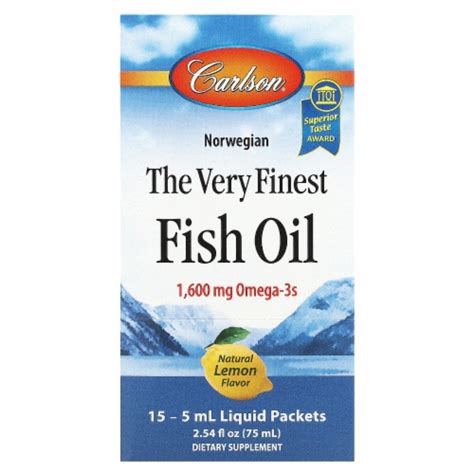 Carlson Norwegian The Very Finest Fish Oil Natural Lemon 1 600 Mg 15