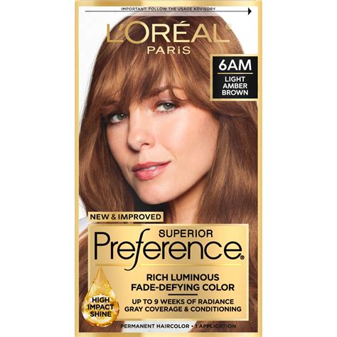 L'Oreal Paris Superior Preference Permanent Hair Color, 6AM Light Amber