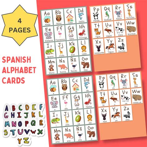 Spanish Alphabet Learning, Kids Spanish ABC Template, Digital Download ...