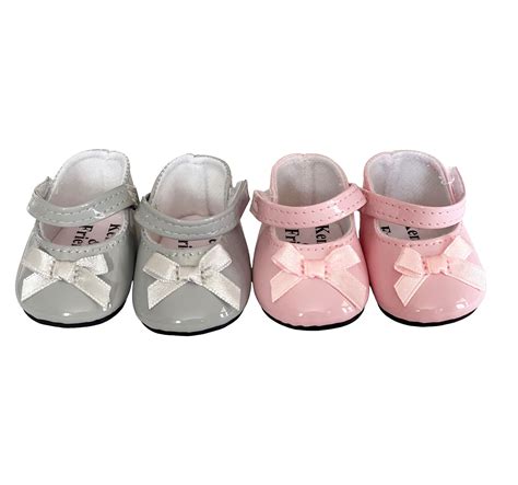 My Brittanys 18 Inch Doll Shoes Pink And Grey Mary Janes For 18 Inch