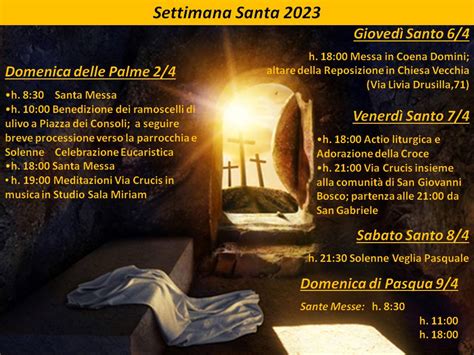 Settimana Santa Gli Orari Delle Celebrazioni Parrocchia San Gabriele