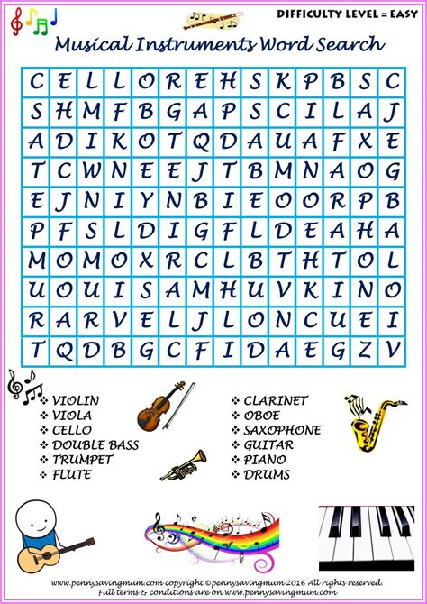 Music Instrument Word Search