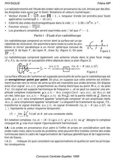 Physique Fili Re Mp Concours Centrale Sup Lec Partie I