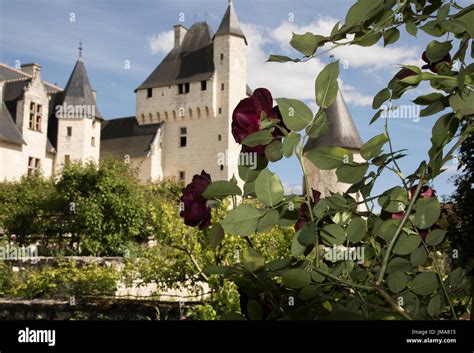 Chateau Du Rivau Et Ses Jardins De Contes Des Fees Loire Valley Stock