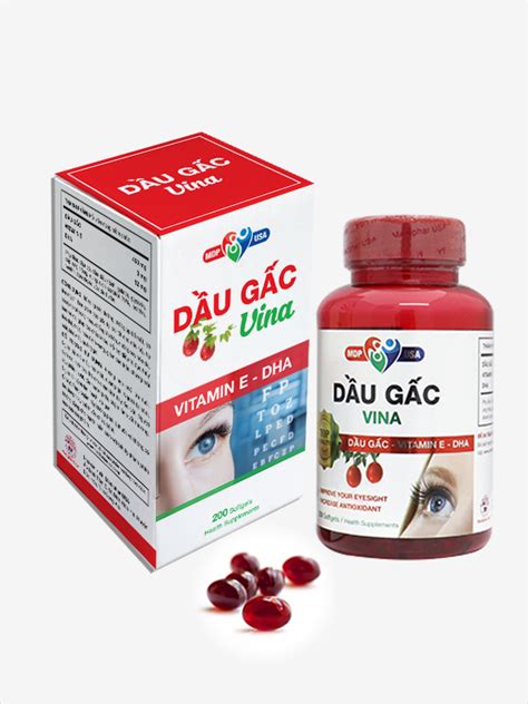 Tăng Cường Thị Lực Chống Oxy Hóa Dầu Gấc Vina Hộp 1 Lọ 200 Viên