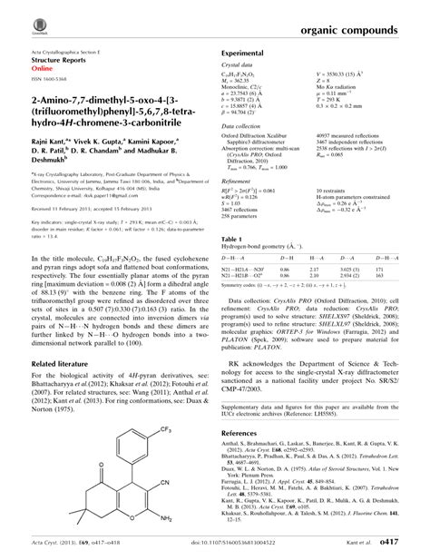 PDF 2 Amino 7 7 Dimethyl 5 Oxo 4 3 Trifluoromethyl Phenyl 5 6 7