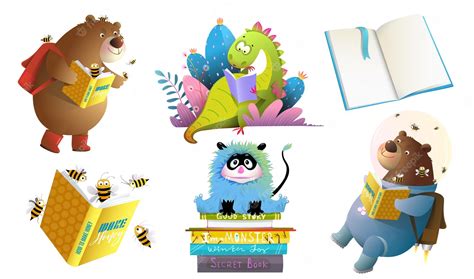 Premium Vector | Animals reading books collection for kids study