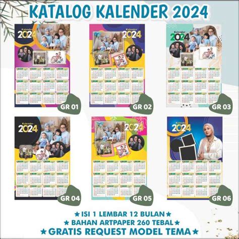 Free Design Kalender Dinding Custom 2024 Kalender Custom Foto Tema Kartun 2024 Kalender Lucu