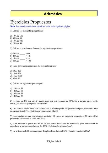 Ejercicios Resueltos De Porcentajes Mateamigo UDocz