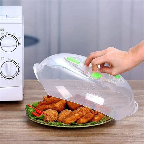 Microwave Food Cover Plate Vented Splatter Protector Clear Kitchen Lid ...