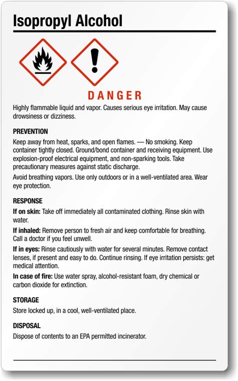 Isopropyl Alcohol Ghs Label