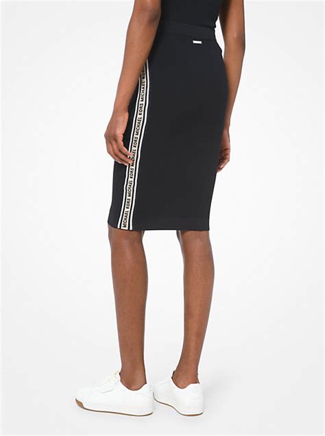 Logo Tape Textured Knit Pencil Skirt Michael Kors