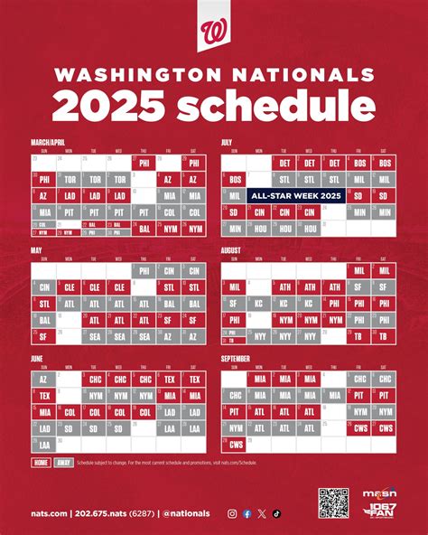 Nationals Printable Schedule | Washington Nationals