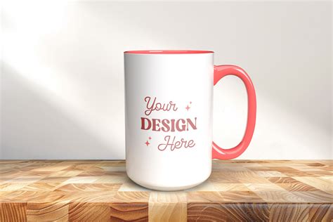 15oz Mug Mockup Pink Handle Mug Mockup Graphic By Doodle Design · Creative Fabrica