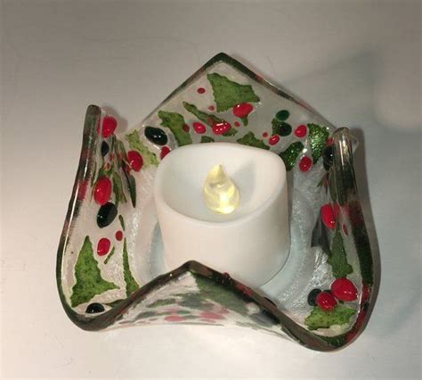 Fused Glass Christmas Tea Light Holder Christmas Tea Light Holder Tea Light Holder Battery