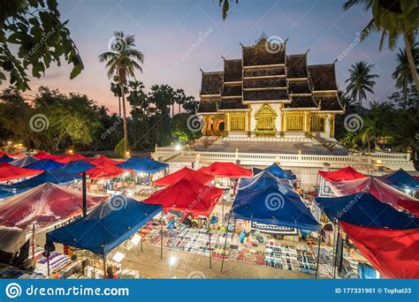 Luang Prabang Laos March 6 2020 View Over The Night Market In Luang