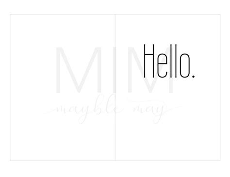 Hello Greeting Card Printable Instant Download Blank Card Etsy