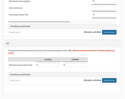 Solved Compute the total manufacturing cost per liter for | Chegg.com