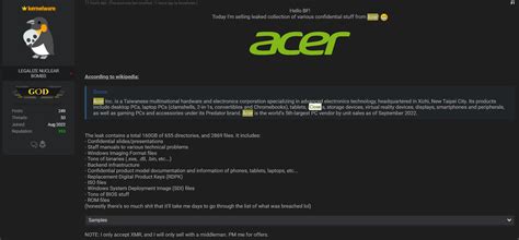 New Acer Breach Exposes 160gb Of Data Gridinsoft Blogs