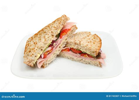 Ham Salad Sandwich On Plate Stock Image Image Of Sunflower Salad