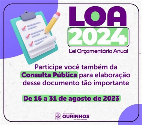 Consulta Pública da LOA 2024 fica aberta até 31 08