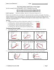 Describing Motion With P T Graphs Answers Pdf Motion In One Dimension