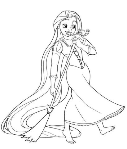 Rapunzel Barriendo Para Colorear Imprimir E Dibujar Coloringonly