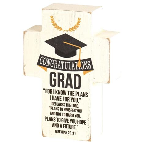 Congratulations Grad - Jeremiah 29:11 Tabletop Cross - Bethany Lutheran