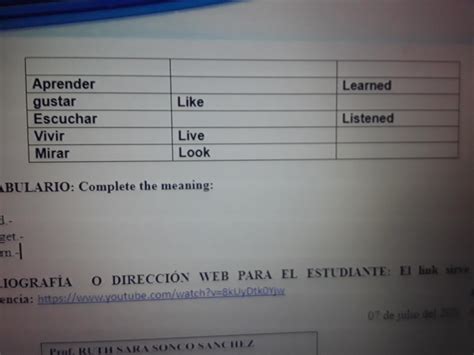 Prop Sito Los Estudiantes Podr N Completar El Verbo Correcto En Cada