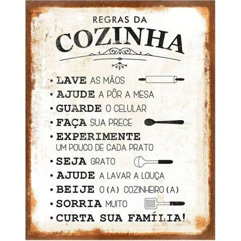 Placa Decorativa Em Mdf 19x24cm Frases Regras Da Cozinha Leroy Merlin