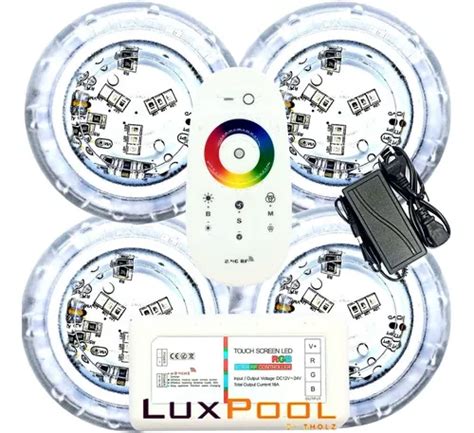 Kit Piscina 4 Refletores Led 4w Lux Pool Módulo Fonte