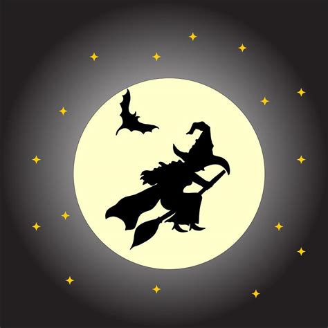 Ilustrations Witch Broom in the Moon Dark Background 11005647 Vector ...