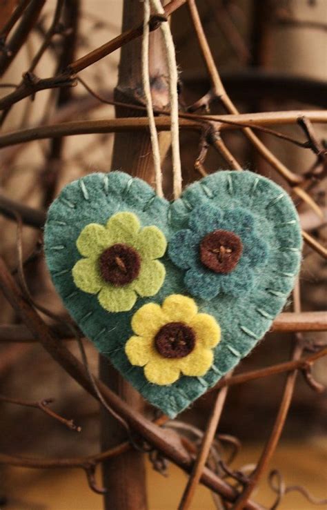 Flower Love Heart Wool Felt Projects Hand Sewing Projects Wool Crafts