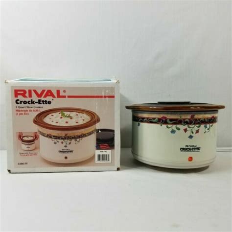 Rival Crock Ette 1 Qt Crock Pot Slow Cooker Stoneware 3200 Fv Removable