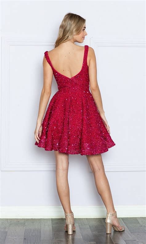 Sequin Velvet A Line Homecoming Party Dress Promgirl