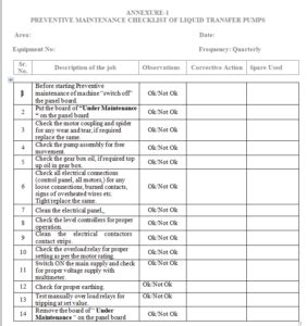 Sop For Preventive Maintenance Of Liquid Transfer Pumps Pharma Dekho