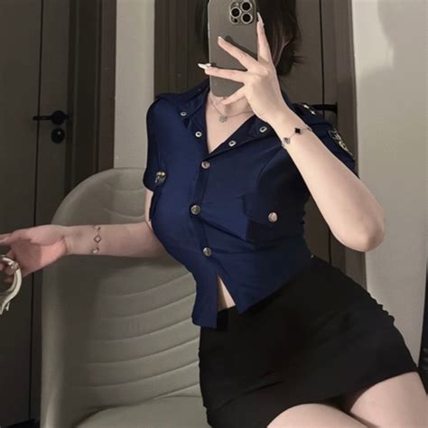 Jual Sexy Lingerie Wanita Seksi Hip Rok Seragam Pramugari Rok Pendek Cosplay Lingerie A
