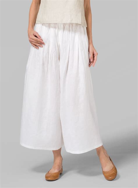 Linen Pleated Culottes Plus Size