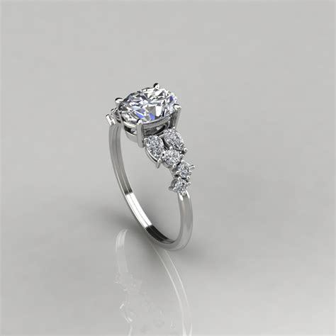 Custom Design Oval Cut Moissanite Engagement Ring Forever Moissanite