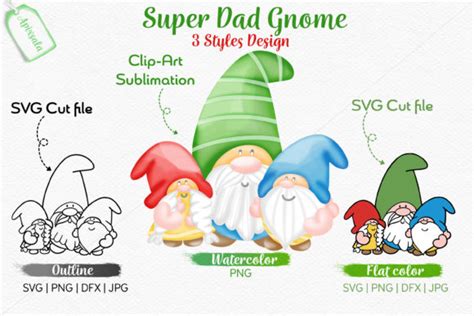 Super Dad Gnome Watercolor Outline Color Graphic By Apixsala Creative