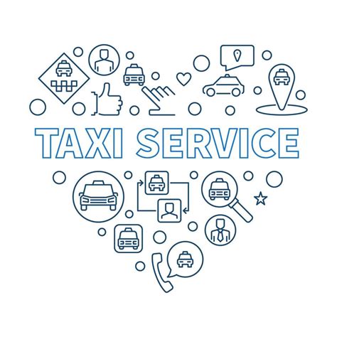 Taxi Service Heart Vector Concept Outline Illustration 13089445 Vector