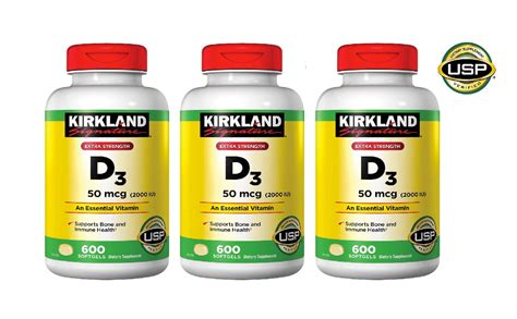 Kirkland Signature Extra Strength D3 50 Mcg 600 Softgels 3PK