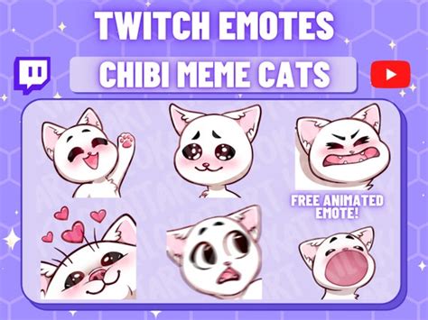 Chibi Meme Cat Twitch Emotes FREE Animated Emote Set of 5 - Etsy