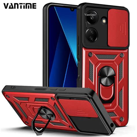 Vantime For Xiaomi Poco C65 Phone Case Slide Camera Cover Kickstand