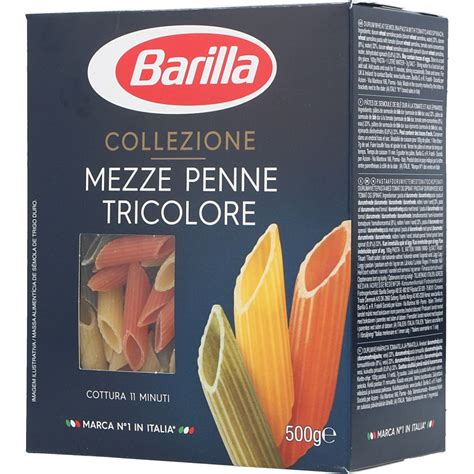 Massa Barilla Mezze Penne Tricolor 500g Fusili Penne Macarrão