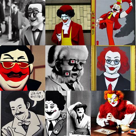 Ronald Mcdonald As A Japanese Spy Talking French Stable Diffusion