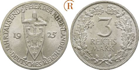 Weimarer Republik Reichsmark Rheinlande A Vz St Ma Shops